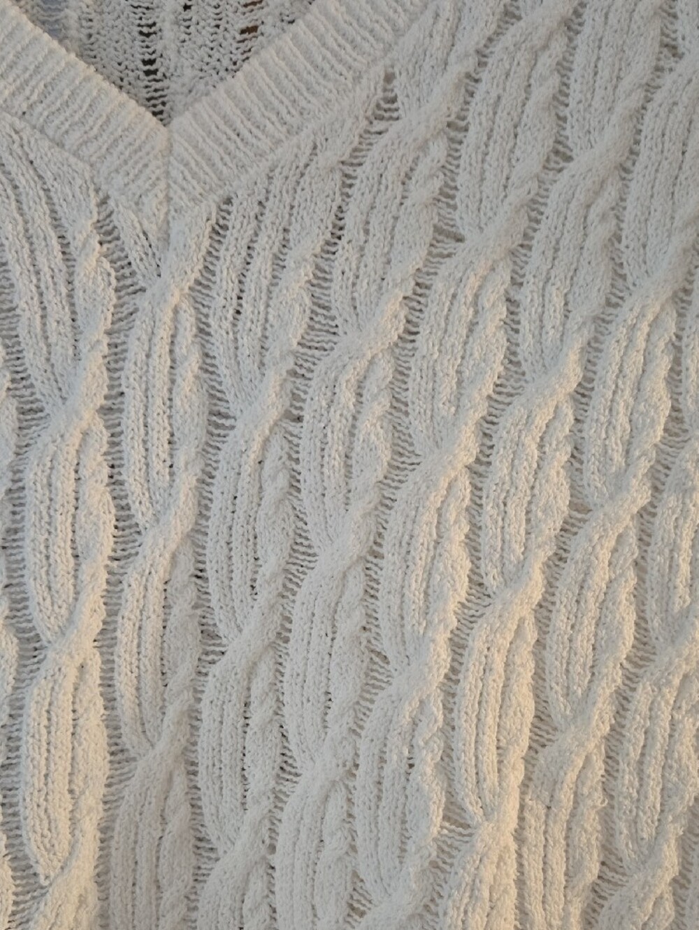 V-Neck Cable Knit Sweater in Cream by ICHI - Picture 3 of 5